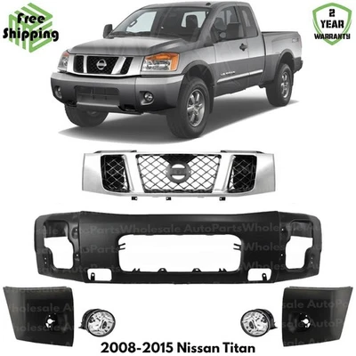 Front Bumper Face Bar Paintable & Grille Assembly Kit For 2008-2015 Nissan Titan Foto 1 de 4