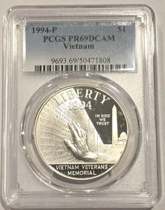 1994-P Vietnam Veterans Memorial Silver Commemorative $1 PCGS PR69 Deep Cameo - Picture 1 of 2