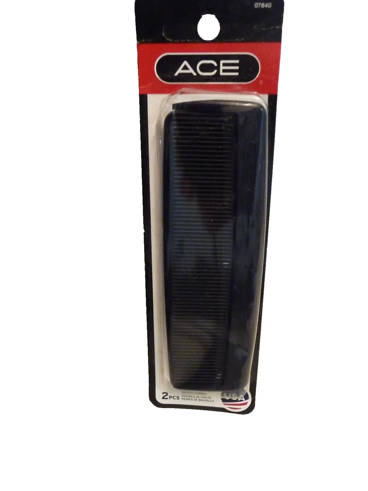 Vintage ACE Classic Bobby Pocket & Purse Hair Comb 5" USA Made Cool Graphic