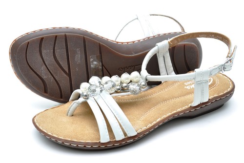 Clarks Bendables BRISK BANGLE sandali bianchi con cinturino donna 6 nuovi