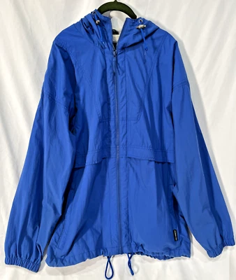 Vintage Members Only Hooded Jacket Coat Blue Full Zip Windbreaker Medium - Image 1 of 4