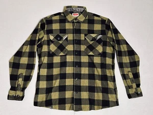 Wrangler Fleece Shirt Men Size Large Green Plaid Long Sleeve Button Down #0756 - Picture 1 of 10