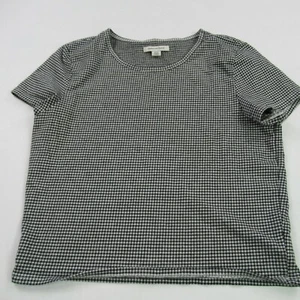 American Girl Shirt Girls Small Short Sleeve Black Checks Swoop Neck Casual - Picture 1 of 8