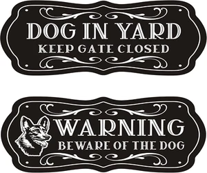 2 Pieces Aluminum Dog Sign for Fence Beware of Dog Sign Dog Warning Signs Dog in - Picture 1 of 12