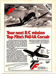 F4U-1A Corsair Airplane Vintage Print Ad Wall Art Decor Top Flite