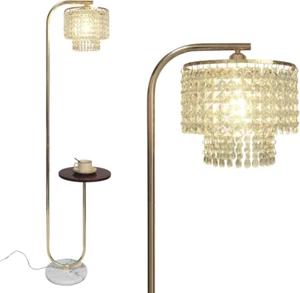 Arc Crystal Floor Lamp for Living Room - Marble Base Modern Tall Stand up Light  - Picture 1 of 6