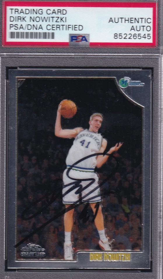 Dirk Nowitzki SIGNED ROOKIE CARD 1998 Topps Chrome RC PSA DNA AUTOGRAPH HOF - Image 1 of 1