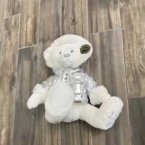 Fao Schwarz white polar bear 14" silver puff jacket Plush 2020 New with tags - Picture 1 of 7