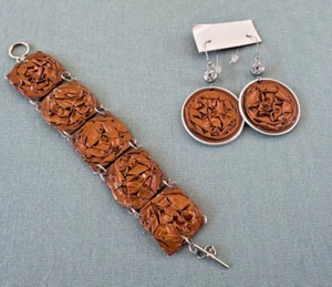 Kupferfarbene Ohrhänger und passendes Armband - Bild 1 von 3