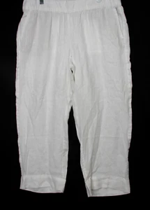Neu J Jill reines Leinen Trapunto genäht Cropped Hose weiß Taschen Gr. M Strand - Bild 1 von 8