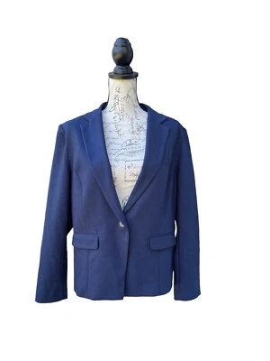 Blazer Covington Essentials Feminino Elegante Um Botão Azul Marinho Forrado Extra Grande - Imagem 1 de 4