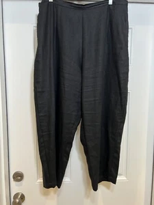 Línea Louis Dell’Olio Women Y2K Pants Black Linen Zipper Casual Summer Sz XL - Picture 1 of 10