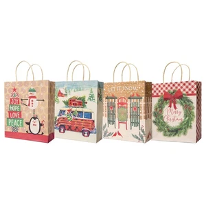 Lindy Bowman 12er Pack verschiedene mittlere Weihnachtsgeschenktüten mit Griff - Bild 1 von 2