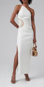 Designer SIR Size (2) 10 AU Linen Blend Atacama One Shoulder White Women's Dress - Picture 1 of 8