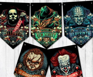 Halloween Bunting Horror Film Character Party Decoration - Picture 1 of 4