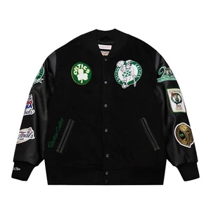 Chaqueta Universitaria Mitchell & Ness Blackout Vintage A Presión Completa Boston Celtics - Imagen 1 de 9