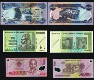10 Trillion Zimbabwe Dollars + 50,000 Vietnam Dong & 5,000 Iraq Iraqi Dinar UNC - Picture 1 of 3