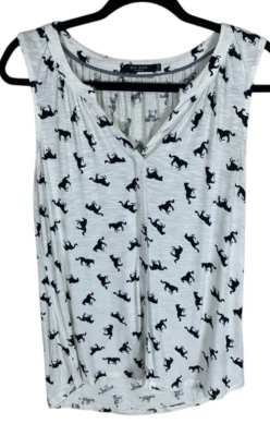 Camiseta sin mangas Max Jeans para mujer blanca con estampado de caballo sin mangas con cuello en V tejida talla M Foto 1 de 4
