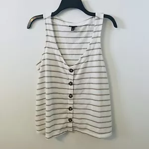 Camiseta sin mangas TORRID a rayas marrón blanco talla 00 abotonada informal algodón verano - Imagen 1 de 8