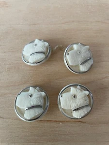 Vintage white round buttons Westie Scottie terrier dog - 2.3cm diameter - Picture 1 of 1