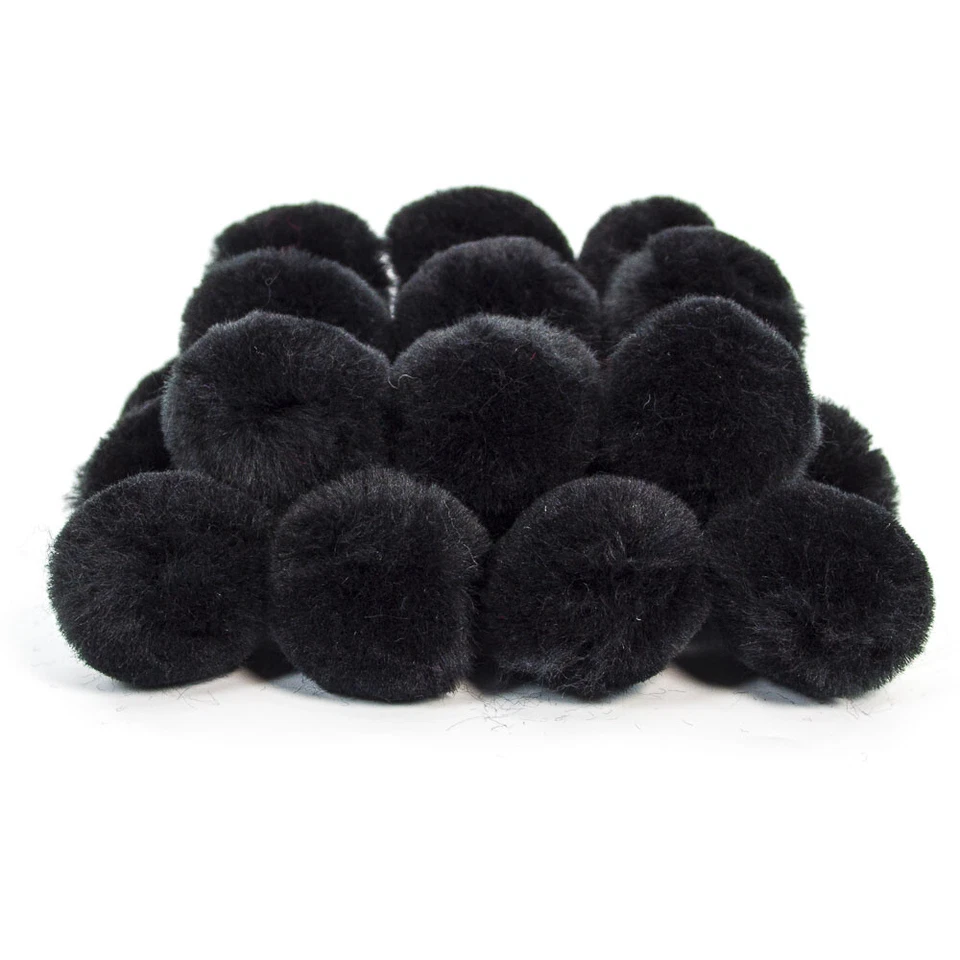 SHOWTHECROW.COM 35mm Black Pom Poms For Crafts Decoration Sewing Card Making Hobby