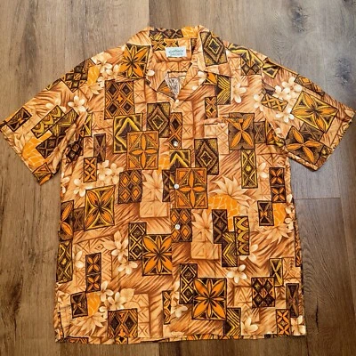Mens Malihini Shirt Loop Collar Vtg 60s Hawaiian Boho Hippie Disco USA Large - Image 1 of 4