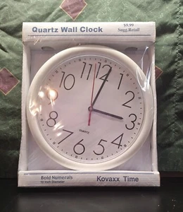 White Kovaxx Time 10" wall clock - Picture 1 of 5