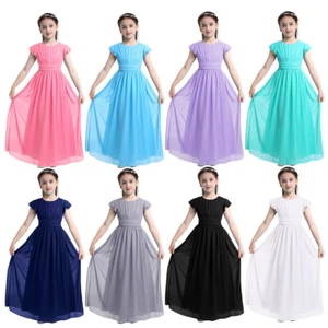 Flower Girls Princess Tutu Dress Kids Summer Party Wedding Pageant Formal Gown - Picture 1 of 73