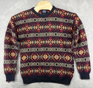 Vintage Woolrich Sweater Multi Color Wool Aztec Sweater Distressed NO SIZE TAG - Picture 1 of 8