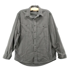 Fieldmaster Men's Flannel Button-Up Shirt Gray Large Long Sleeve Chest Pockets - Picture 1 of 15