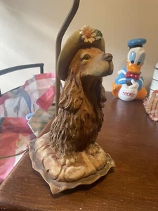 Ceramic Golden Retriever With Flower Hat Table Lamp 24"×8" 60 Watt Max - Picture 1 of 8