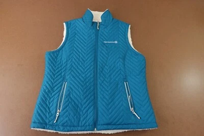 Chaleco reversible Free Country para mujer talla XL azul acolchado blanco polar con bolsillos Foto 1 de 4