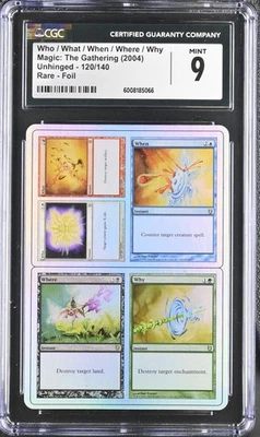 WHO / WHAT / WHEN / WHERE / WHY Unhinged Foil Rare CGC 9 MTG [Nostalgium] - Image 1 of 2