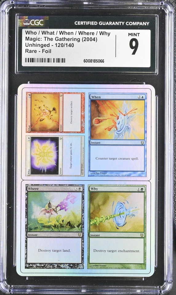 WHO / WHAT / WHEN / WHERE / WHY Unhinged Foil Rare CGC 9 MTG [Nostalgium] - Image 1 of 2