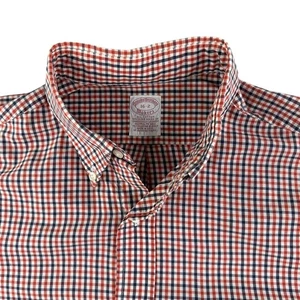 Camisa Brooks Brothers Makers OCBD Para Hombres 16 2 Roja Cuadros Hecha en EE. UU. Años 90 Oxford - Imagen 1 de 8