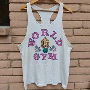 Vintage World Gym Training Tank Top Strongman Mens USA Multicolor - Picture 1 of 9