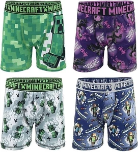 Minecraft Boys Athletic Boxer Briefs - 4-Pack Underwear Spandex Comfortable (10) - Picture 1 of 3