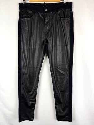 Pantalón elástico Alexander McQueen para mujer denim negro imitación cuero talla 30 Foto 1 de 4