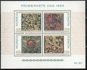 Norway 1993 Art, Wood Carvings, Stamp Day, Minisheet, MNH/UNM - Picture 1 of 1