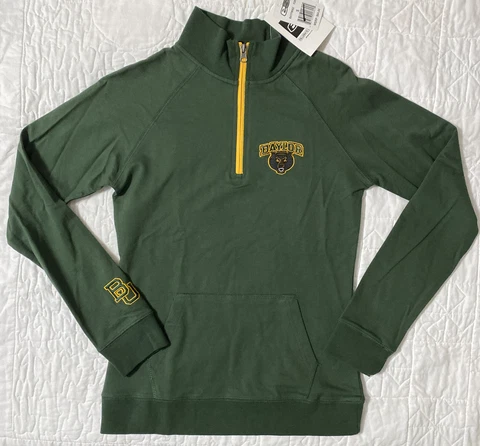 Baylor University Bears Women's 1/4 Zip Pullover, Small Stitched Spellout Back Cover