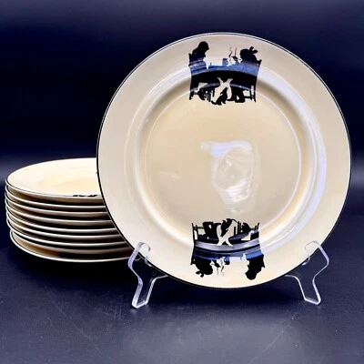 Crooksville China Co SILHOUETTE Colonial 9” Juego de platos de almuerzo redondos/10 EE. UU. DE COLECCIÓN Foto 1 de 4