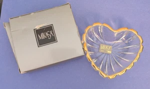 Mikasa Heart Dish Crystal with Gold trim Trinket Box New 3.5 Inch Valentine! - Picture 1 of 7
