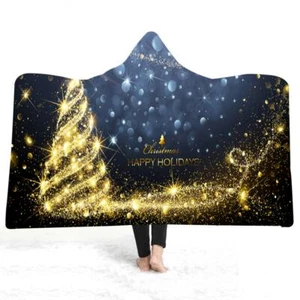 Golden Tower White Light 3D Hooded Blanket Wearable Flannel Throw Blanket Cloak - Imagen 1 de 5