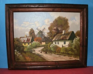 P. Brun - Dutch landscape with a mill - oil on canvas in a frame, signed - Picture 1 of 17
