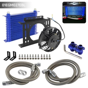 15 Row Oil Cooler w/Cooling Fan Kit for BMW E36 E46 E82 E90 E92 E93 S54 N54 N55 - Picture 1 of 9