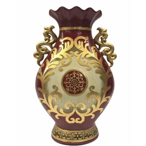 Vintage Large Chinese Decorative Urn Vase Flower Pot with Handles Crackle Finish - Picture 1 of 9