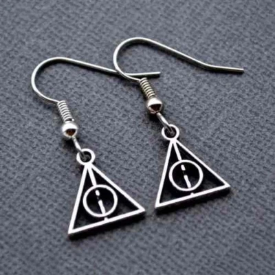 Mini orecchini 13x12mm Harry Potter Doni della Morte Argento in monachella Donna - Immagine 1 di 3