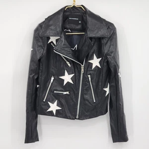 Chaqueta de motociclista de cuero vegano Olivaceous estrellas talla M nueva sin etiquetas - Imagen 1 de 6