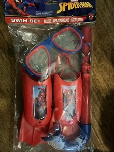 Marvel Spiderman Swim Set Mask ,Snorkel & Pair Of Flippers Ages 3+ - Picture 1 of 2