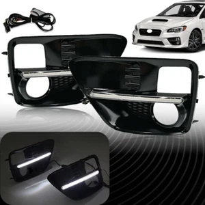 LED Front Bumper Fog Light Bezel Cover Fit 2015 2016 2017 Subaru WRX STI Pair - Picture 1 of 10
